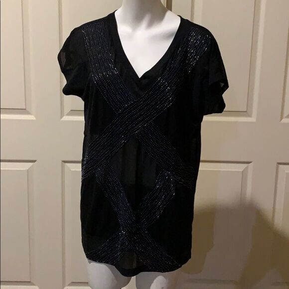 Miss Me sheer beaded front shirt. Med. NWT - Picture 3 of 10